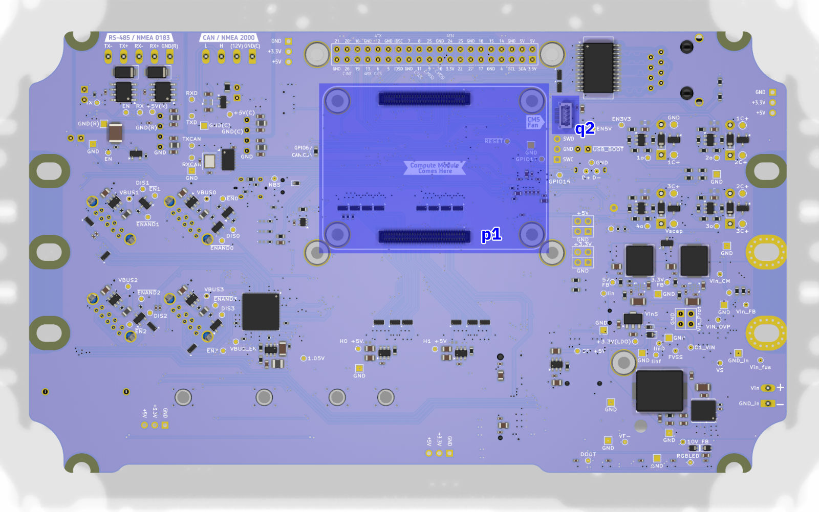 Carrier Board Connectors, Bottom side