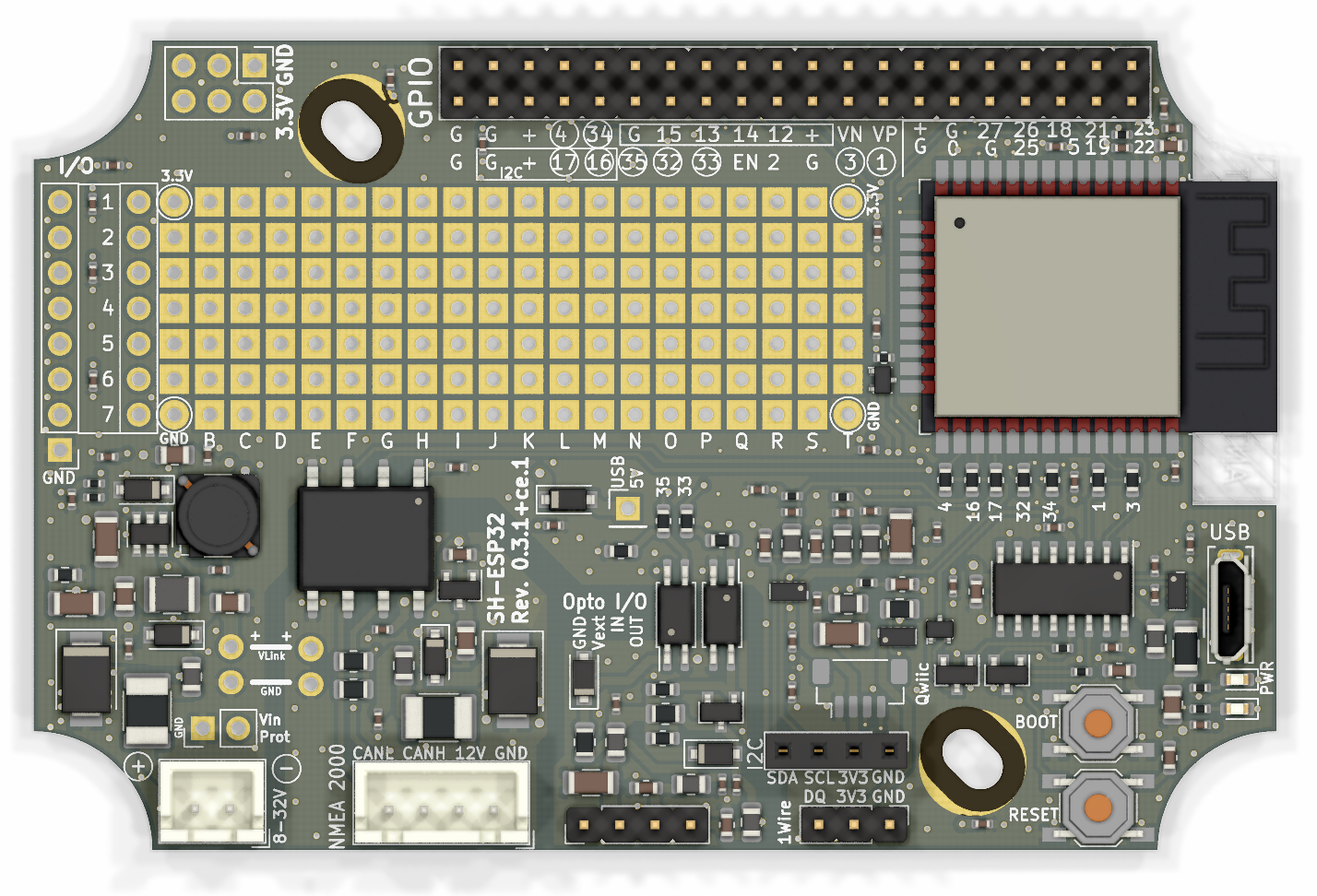 SH-ESP32 rendering, top